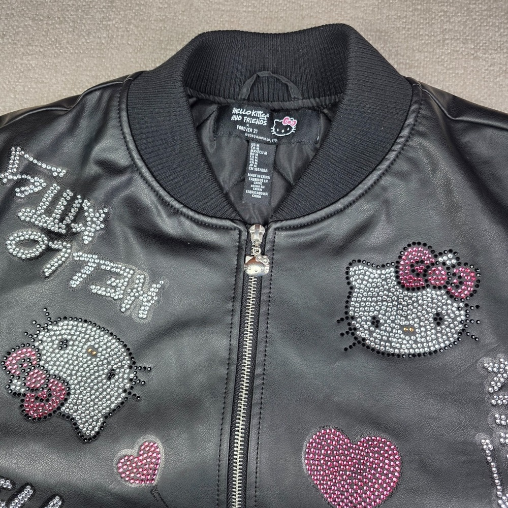 FOREVER 21 Hello kitty Black Rhinestone Bomber Jacket. Size Medium NWOT - Picture 6 of 16